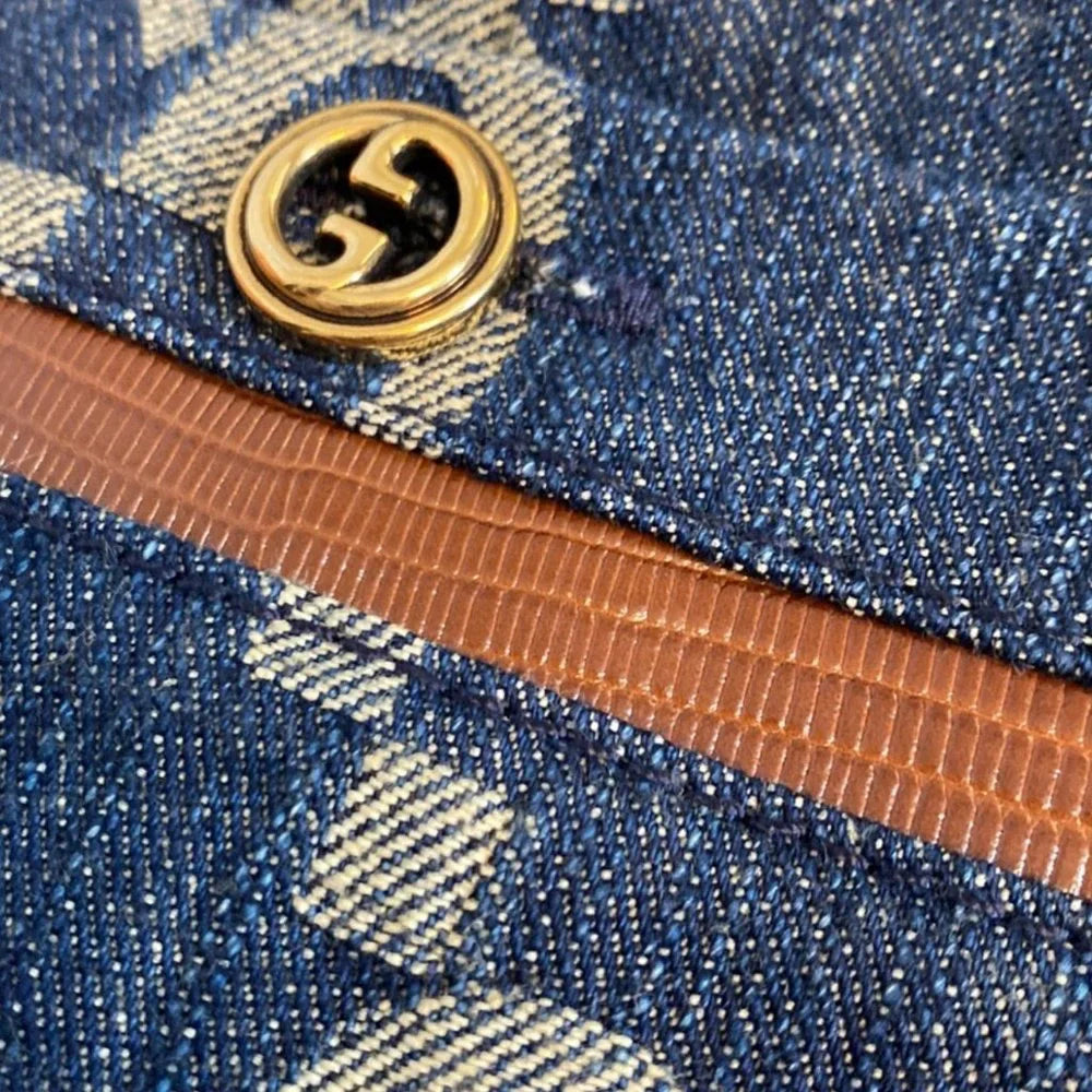 Gucci Aria GG Denim Shorts with Ivory GG Pattern
