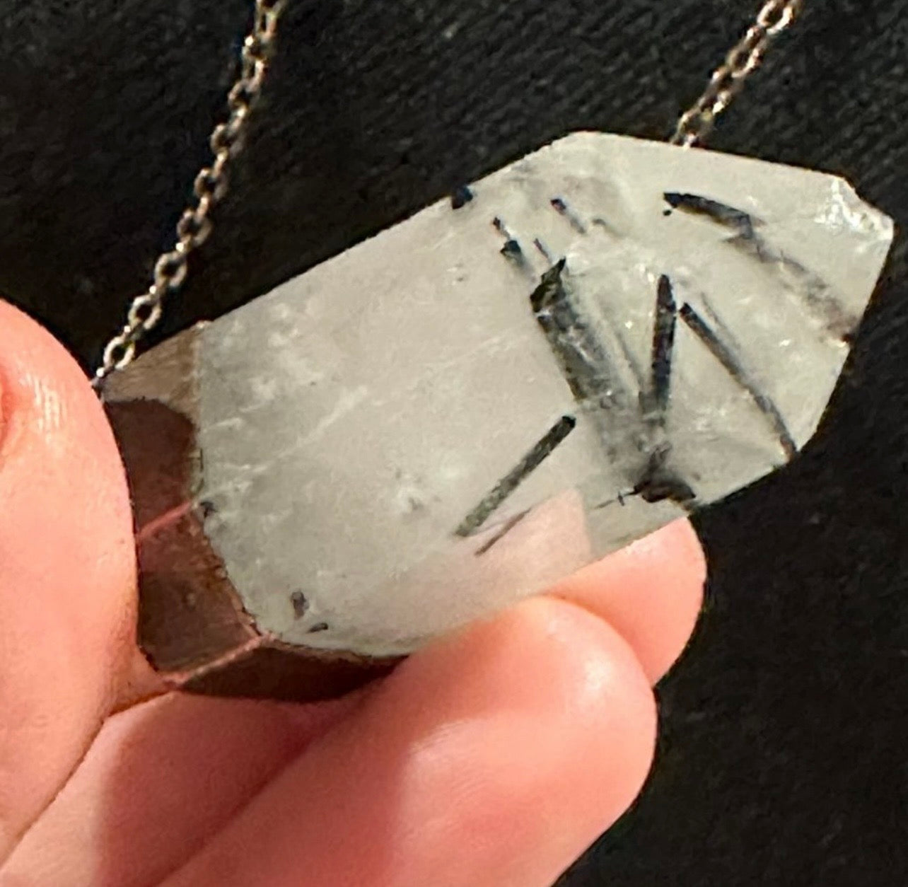 Black Tourmalinated Quartz
Pendant Necklace