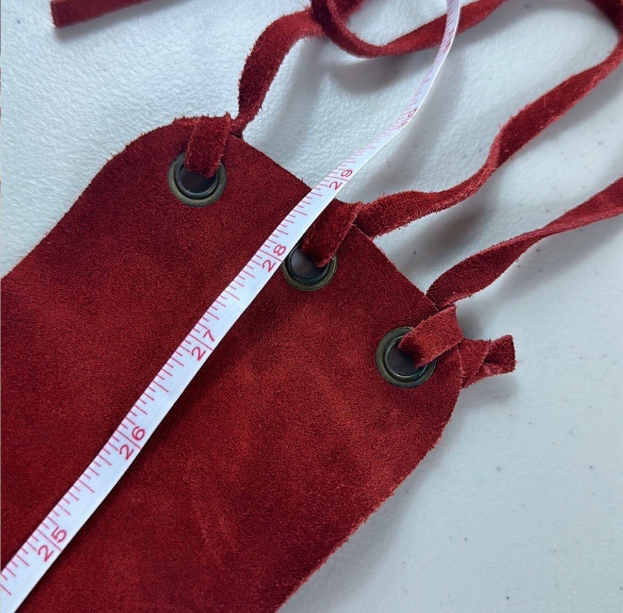Red Leather waistband/belt with leather fringes and Butterfly
Appliqués