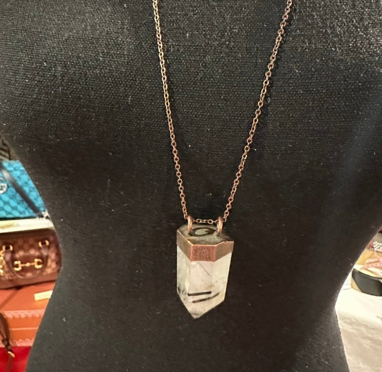 Black Tourmalinated Quartz
Pendant Necklace
