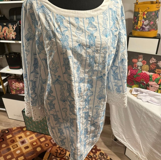 PREOWNED Lily Pulitzer Embroidered Shirt Size L