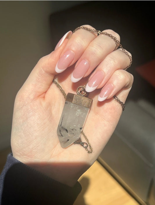 Black Tourmalinated Quartz
Pendant Necklace