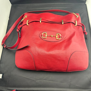 Gucci Interlocking GG 1955 Horsebit Collection Shoulder Bag in Red Leather