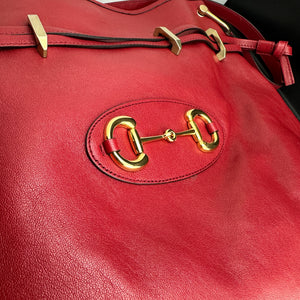 Gucci Interlocking GG 1955 Horsebit Collection Shoulder Bag in Red Leather