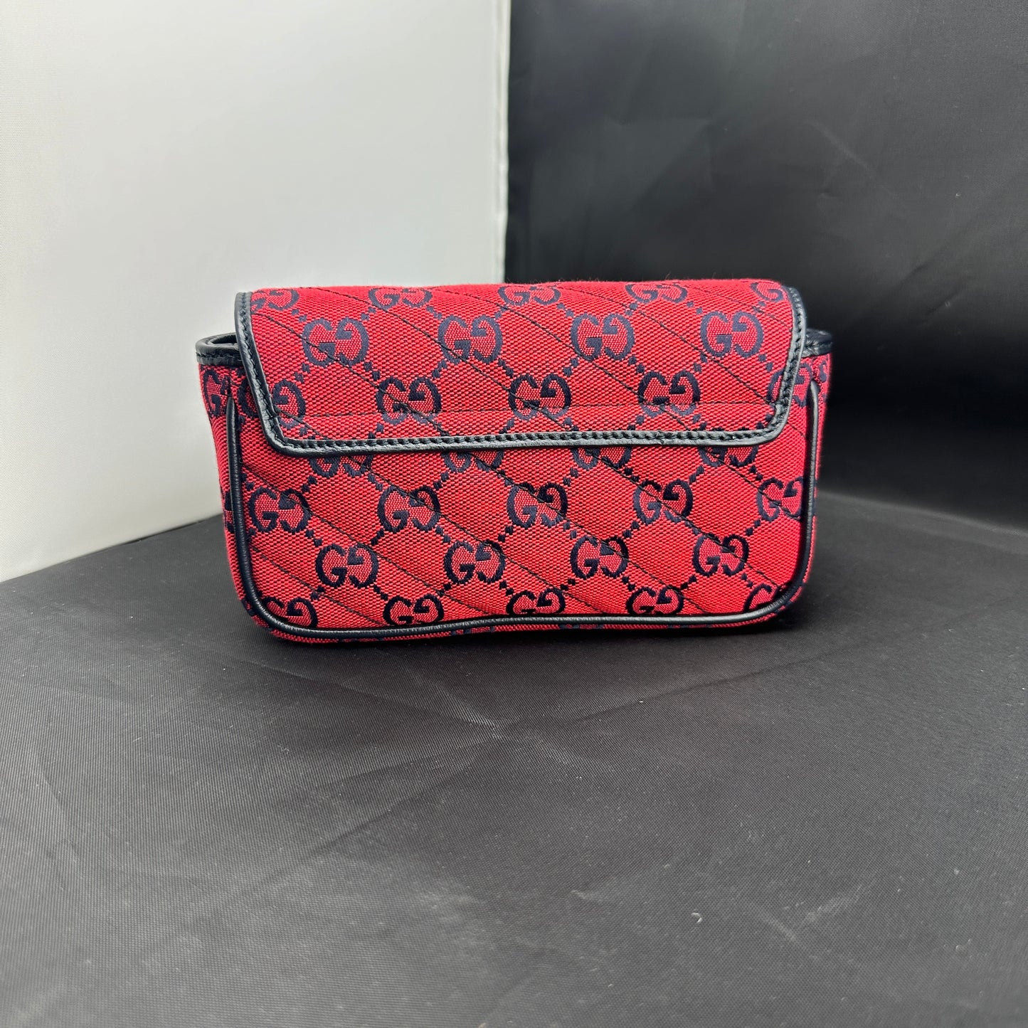 Gucci Monogram Multicolor Super Mini GG Marmont in Red with Floral Embroidery
