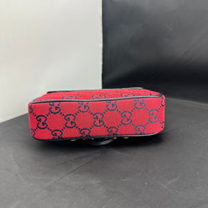 Gucci Monogram Multicolor Super Mini GG Marmont in Red with Floral Embroidery