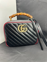 Load image into Gallery viewer, Gucci Black Matelassé Leather GG Marmont Bamboo Small Bag