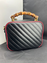 Load image into Gallery viewer, Gucci Black Matelassé Leather GG Marmont Bamboo Small Bag