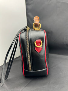 Gucci Black Matelassé Leather GG Marmont Bamboo Small Bag