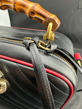 Load image into Gallery viewer, Gucci Black Matelassé Leather GG Marmont Bamboo Small Bag