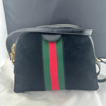 Load image into Gallery viewer, Gucci Ophidia GG Small Suede Shoulder Bag in Black