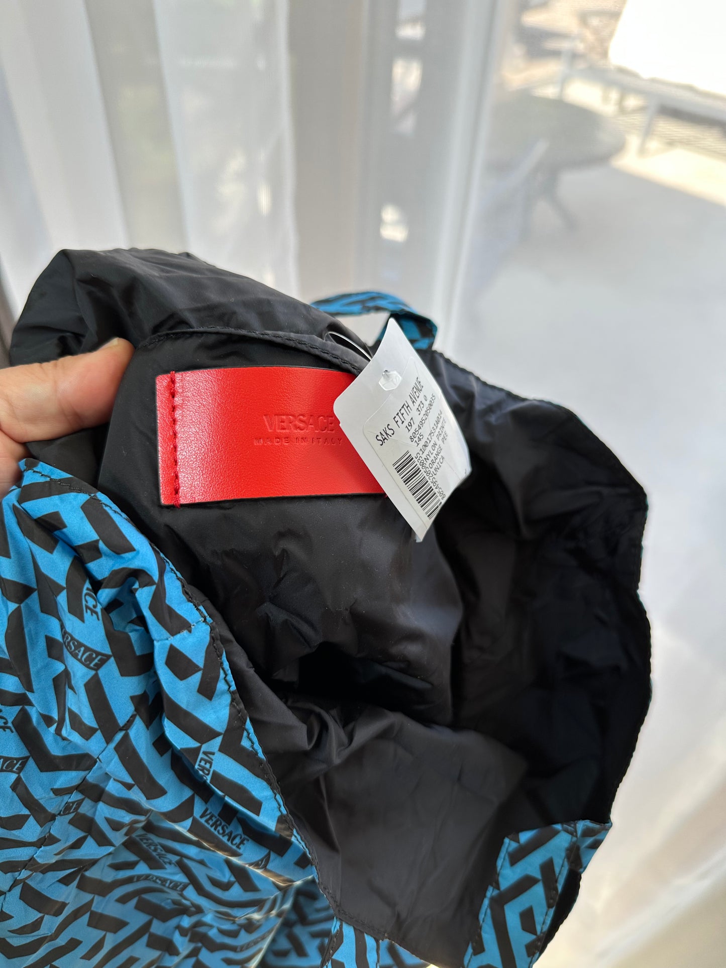 Versace La Greca Printed Nylon Tote Bag
