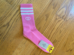 Gucci x Adidas Pink Sport Sock with White Interlocking GG