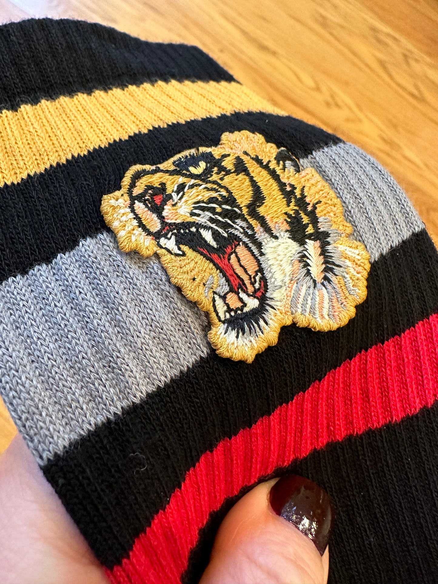 Gucci Little Williams Sports Sock in Black w/ Tiger Appliqué