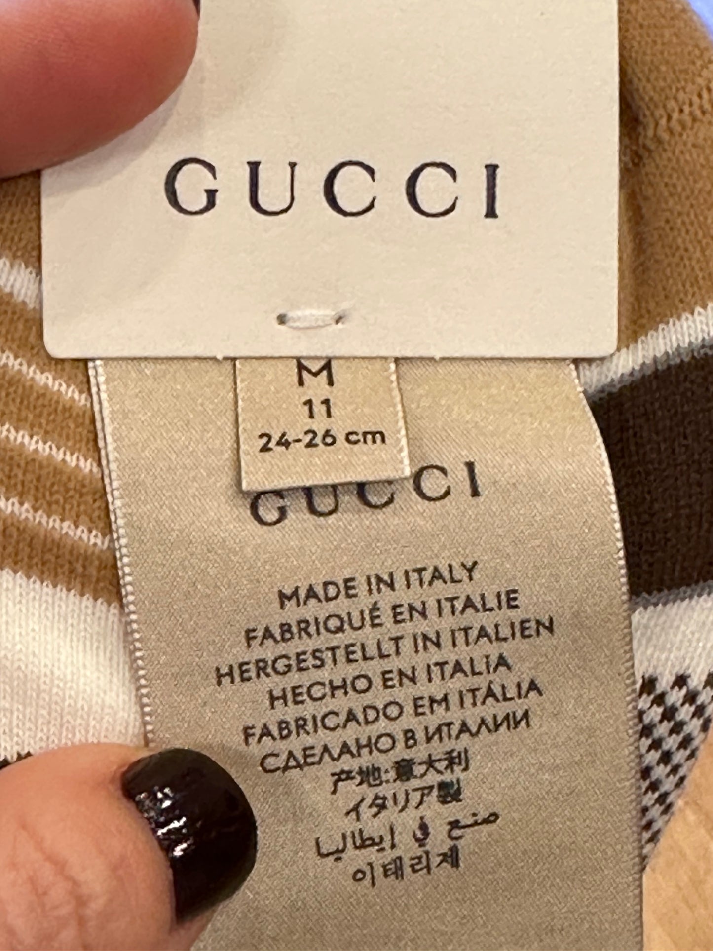 Gucci Interlocking GG Houndstooth Knee High Sock in Neutral Tones