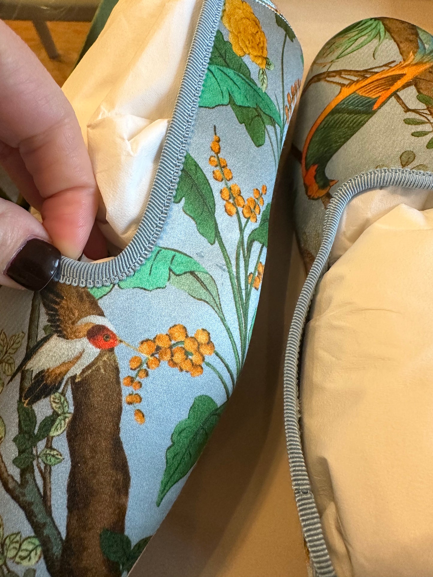Silk Slippers with Tian Motif