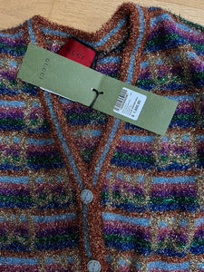 Gucci GG Lamé Cardigan with Orange and Blue