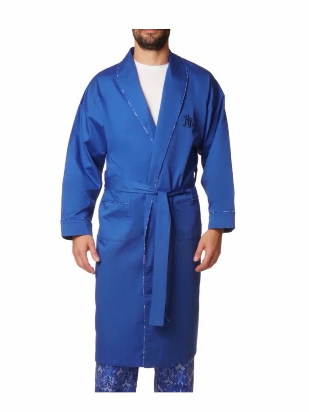 Robert Graham Men's Cobalt Blue Robe Coat with Monogram NWT L/XL