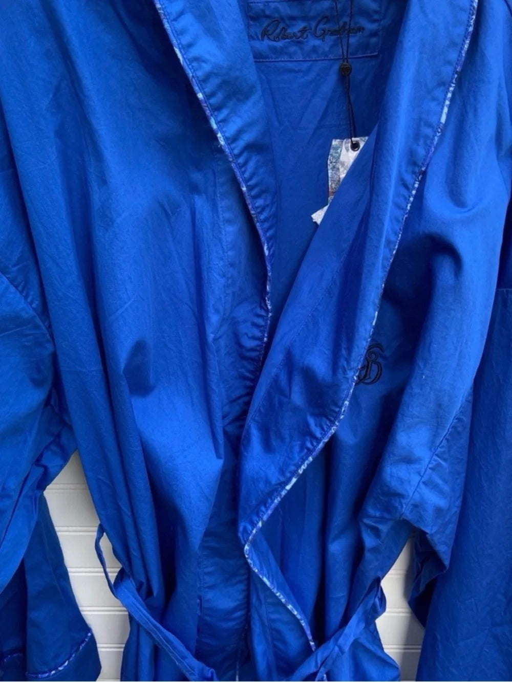 Robert Graham Men's Cobalt Blue Robe Coat with Monogram NWT L/XL