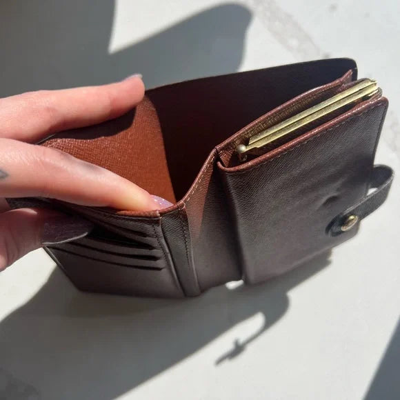 PREOWNED Louis Vuitton Brown Monogram Kiss Lock Wallet