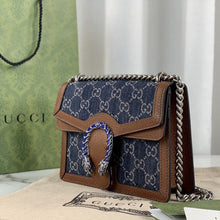 Load image into Gallery viewer, Gucci Mini Dionysus Shoulder Bag in Blue Denim