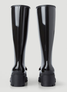 Gucci Horsebit Knee-High Rubber Boots in Black