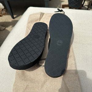 Gucci GG Marmont Chevron Thong Flip Flops in Black