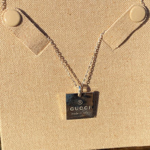 Load image into Gallery viewer, Gucci Logo Square Necklace in Sterling Silver