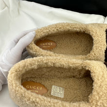 Load image into Gallery viewer, Gucci Interlocking GG Shearling Trim Loafers in Cream