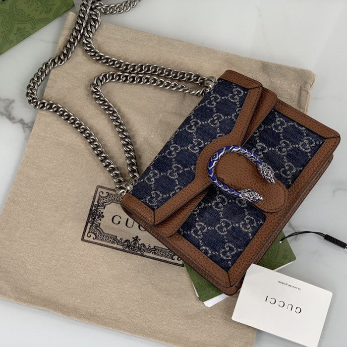 Gucci Dionysus Blue Denim Super Mini Shoulder Bag 476432 