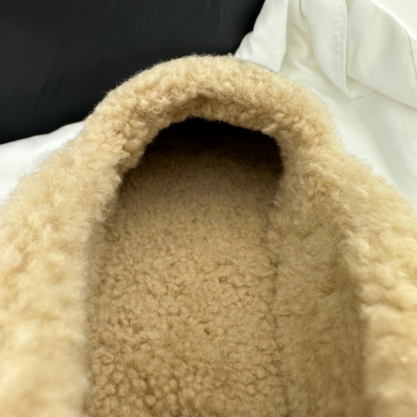 Gucci Interlocking GG Shearling Trim Loafers in Cream