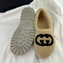 Load image into Gallery viewer, Gucci Interlocking GG Shearling Trim Loafers in Cream