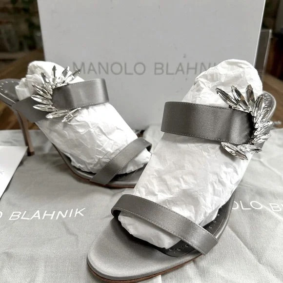 Manolo Blahnik Gray Satin Heel