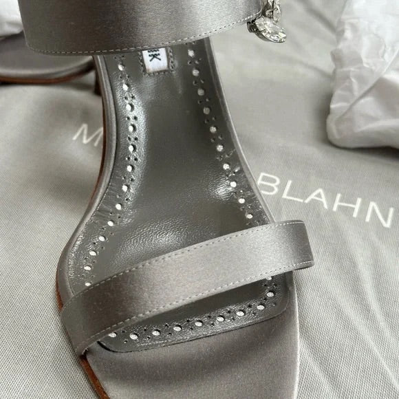 Manolo Blahnik Gray Satin Heel