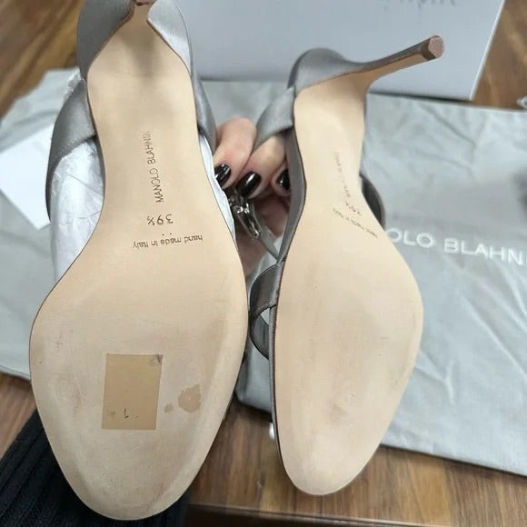 Manolo Blahnik Gray Satin Heel