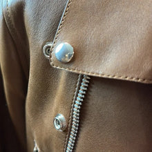 Load image into Gallery viewer, PREOWNED Gucci Leather Moto Jacket in Fawn Brown Size 42