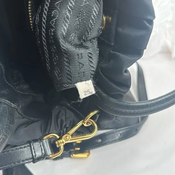 PREOWNED PRADA Vintage Nylon 2-way Bag with Side Ribbon in Black