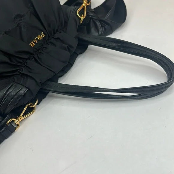 PREOWNED PRADA Vintage Nylon 2-way Bag with Side Ribbon in Black