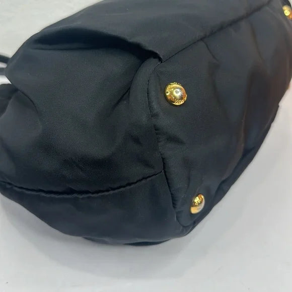 PREOWNED PRADA Vintage Nylon 2-way Bag with Side Ribbon in Black