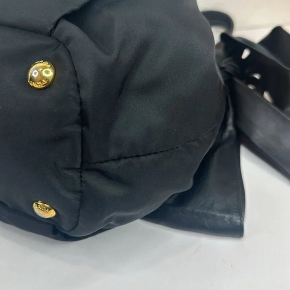 PREOWNED PRADA Vintage Nylon 2-way Bag with Side Ribbon in Black