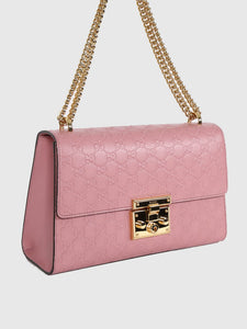 Gucci Medium Padlock Guccissima Shoulder Bag in Pink