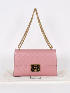 Gucci Medium Padlock Guccissima Shoulder Bag in Pink