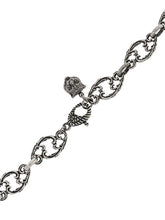 Load image into Gallery viewer, The Gucci GG Marmont Crystal Necklace In Silver is a rare and unique piece by none other than Gucci. A crystal encrusted GG pendant hangs from a delicate, intricately carved chain. A feline head charm hangs from the clasp. 