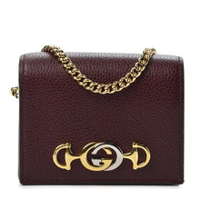 Load image into Gallery viewer, Gucci Zumi Horse-bit Card Case on a Chain in Burgundy