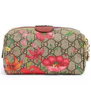 Gucci GG Flora Ophidia Cosmetic Bag in Beige