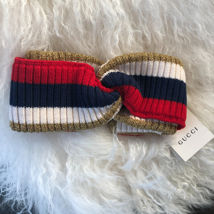 Gucci Woven Indilus Headband in Red and Ivory