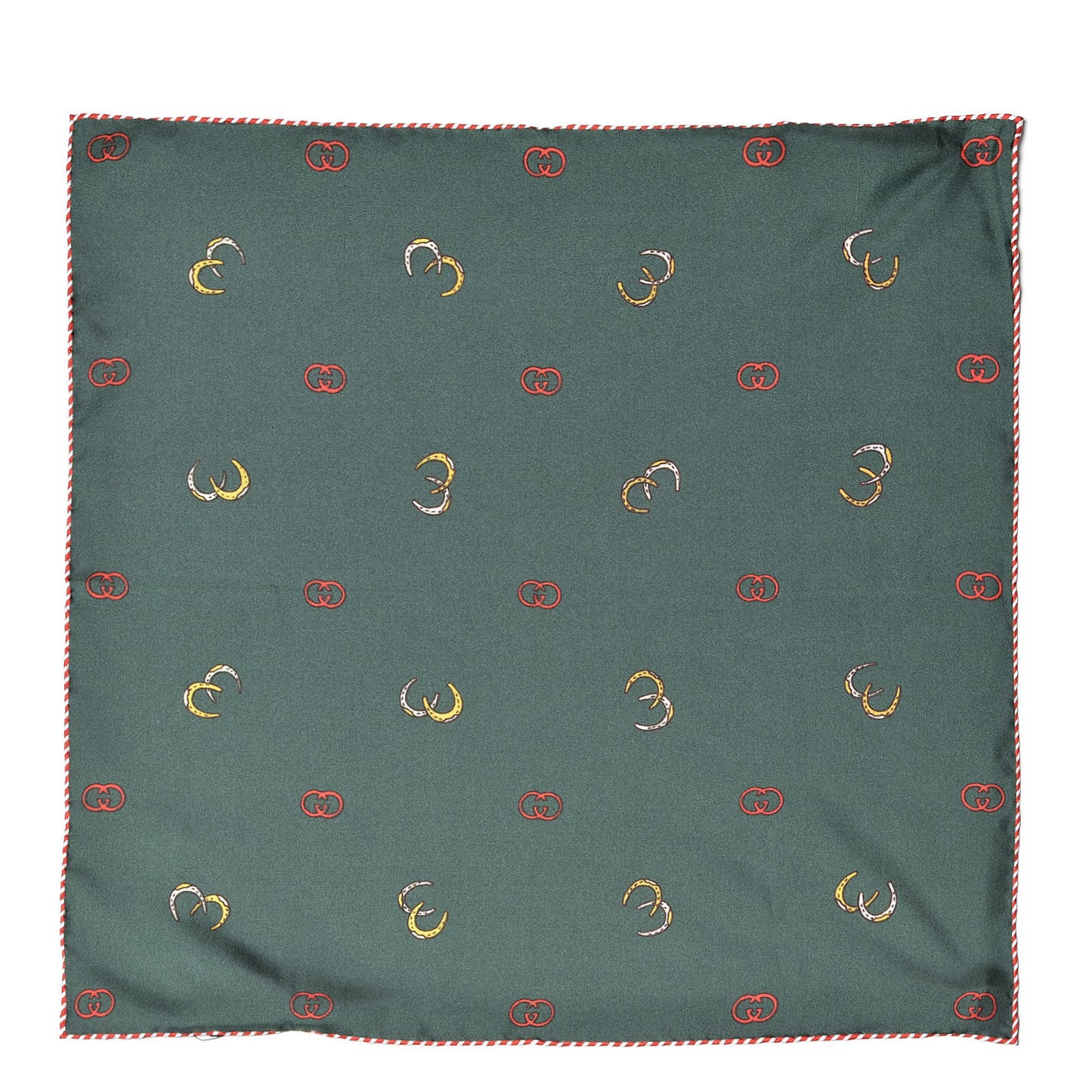 Gucci GG Horseshoe Print Pocket Square in Green
