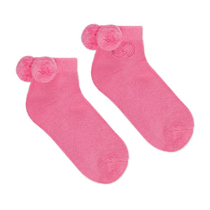 Gucci Cotton Ankle Socks with Pom-poms in Pink