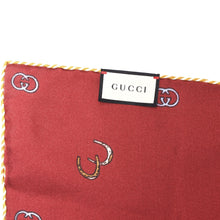 Load image into Gallery viewer, Gucci GG Horseshoe Print Pocket Square in Red