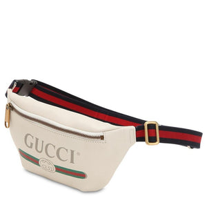 Gucci Logo Belt Bag in White Leather